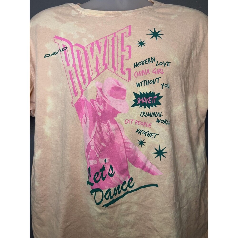 Bowie Shirt Mens Large Beige Tie Dye Lets Dance Graphic Tee David Bowie Band